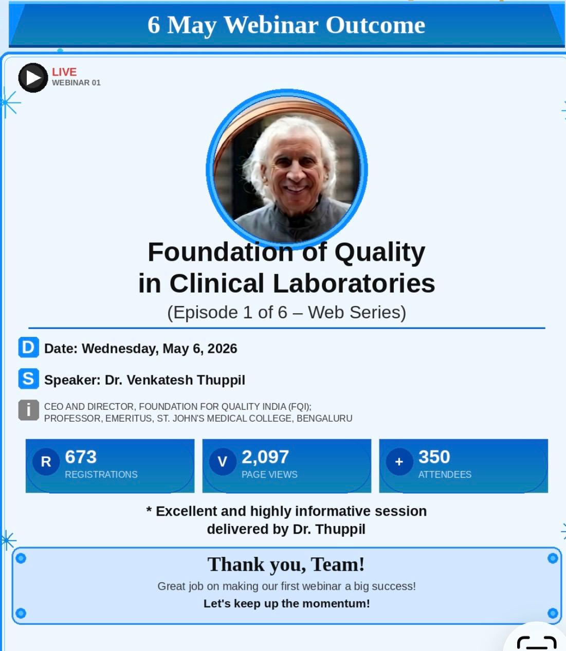 6 May Webinar outcome